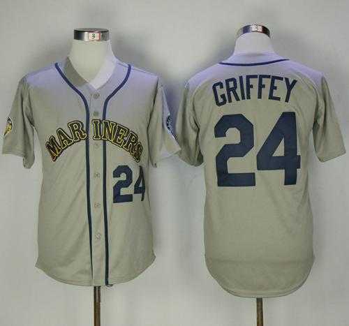 Mitchell And Ness Seattle Mariners #24 Ken Griffey Grey Throwback Stitched MLB