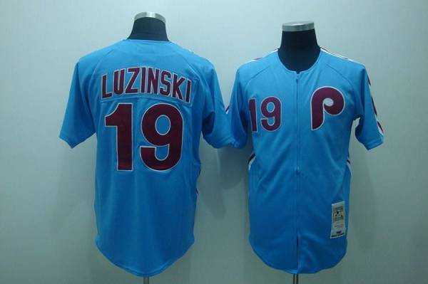 Mitchell and Ness 1980 Philadelphia Phillies #19 Greg Luzinski Stitched Blue Throwback MLB Jersey