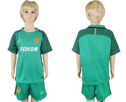 Monaco Blank Green Goalkeeper Kid Soccer Club Jersey