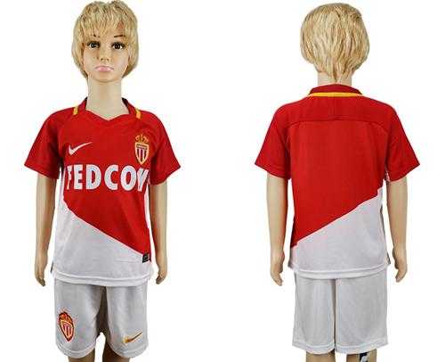 Monaco Blank Home Kid Soccer Club Jersey