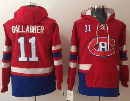 Montreal Canadiens #11 Brendan Gallagher Red Name & Number Pullover NHL Hoodie Montreal Canadiens #11 Brendan Gallagher Red Name & Number Pullover NHL Hoodie
