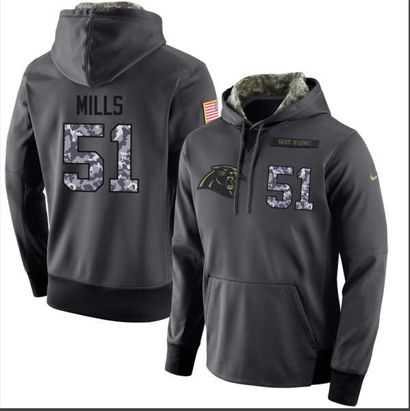 NFL Men's Nike Carolina Panthers #51 Sam Mills Stitched Black Anthracite Salute to Service Player Performance Hoodie