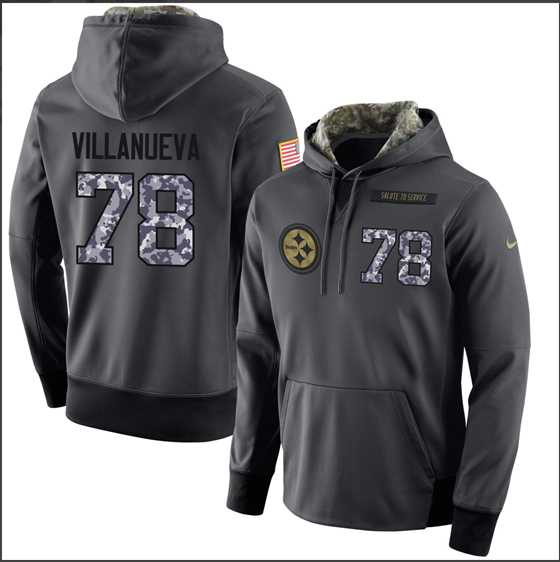 NFL Men's Nike Pittsburgh Steelers #78 Alejandro Villanueva Stitched Black Anthracite Salute to Service Player Performance Hoodie