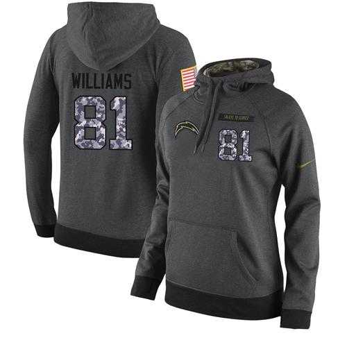 NFL Women's Nike Los Angeles Chargers #81 Mike Williams Stitched Black Anthracite Salute to Service Player Performance Hoodie