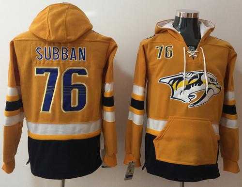 Nashville Predators #76 P.K Subban Yellow Name & Number Pullover NHL Hoodie