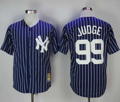 New York Yankees #99 Aaron Judge Navy Blue Strip 1973 Turn Back The Clock Stitched MLB