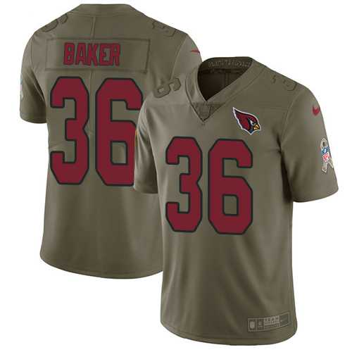 Nike Arizona Cardinals #36 Budda Baker Olive Men's Stitched NFL Limited 2017 Salute to Service Jersey