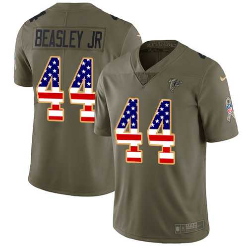 Nike Atlanta Falcons #44 Vic Beasley Jr Olive USA Flag Men's Stitched NFL Limited 2017 Salute To Service Jersey
