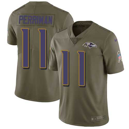 Nike Baltimore Ravens #11 Breshad Perriman Olive Men's Stitched NFL Limited 2017 Salute To Service Jersey