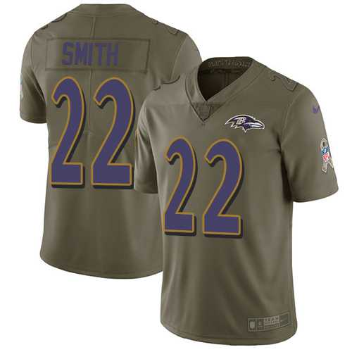 Nike Baltimore Ravens #22 Jimmy Smith Olive Men's Stitched NFL Limited 2017 Salute To Service Jersey