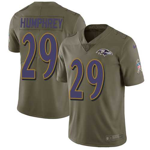 Nike Baltimore Ravens #29 Marlon Humphrey Olive Men's Stitched NFL Limited 2017 Salute To Service Jersey