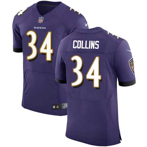 Nike Baltimore Ravens #34 Alex Collins Purple Team Color Men's Stitched NFL New Elite Jersey