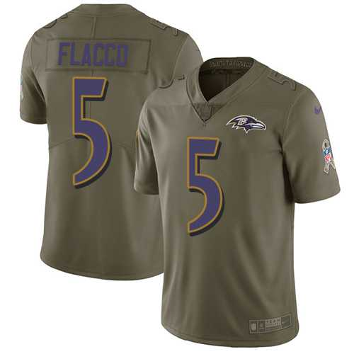 Nike Baltimore Ravens #5 Joe Flacco Olive Men's Stitched NFL Limited 2017 Salute To Service Jersey