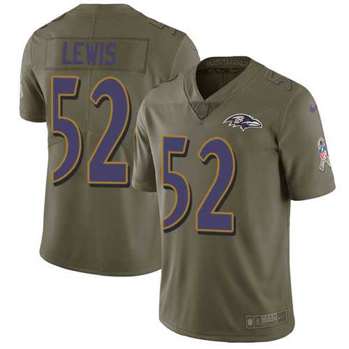 Nike Baltimore Ravens #52 Ray Lewis Olive Men's Stitched NFL Limited 2017 Salute To Service Jersey