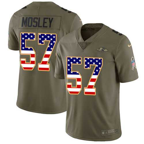 Nike Baltimore Ravens #57 C.J. Mosley Olive USA Flag Men's Stitched NFL Limited 2017 Salute To Service Jersey