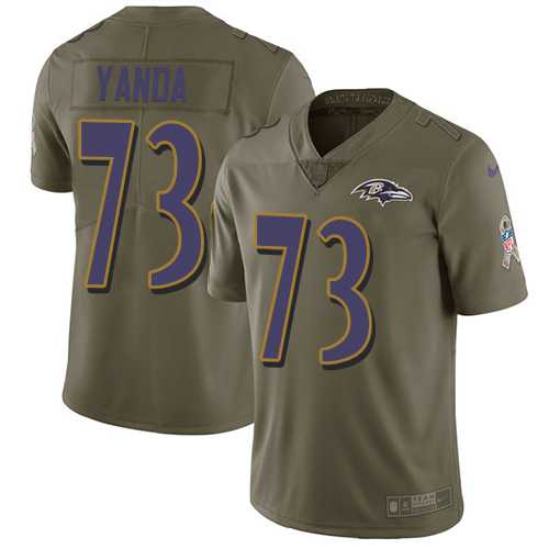Nike Baltimore Ravens #73 Marshal Yanda Olive Men's Stitched NFL Limited 2017 Salute To Service Jersey