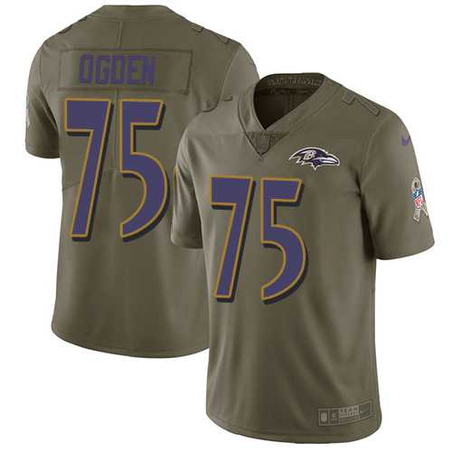 Nike Baltimore Ravens #75 Jonathan Ogden Olive Men's Stitched NFL Limited 2017 Salute To Service Jersey