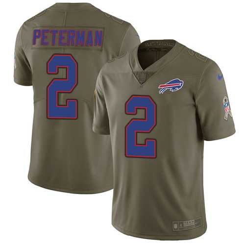 Nike Buffalo Bills #2 Nathan Peterman Olive Men's Stitched NFL Limited 2017 Salute To Service Jersey