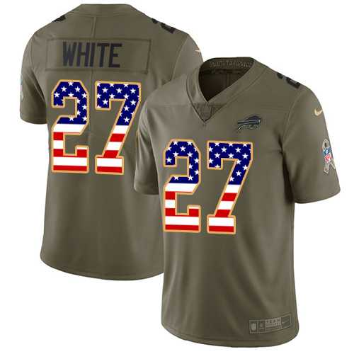 Nike Buffalo Bills #27 Tre'Davious White Olive USA Flag Men's Stitched NFL Limited 2017 Salute To Service Jersey