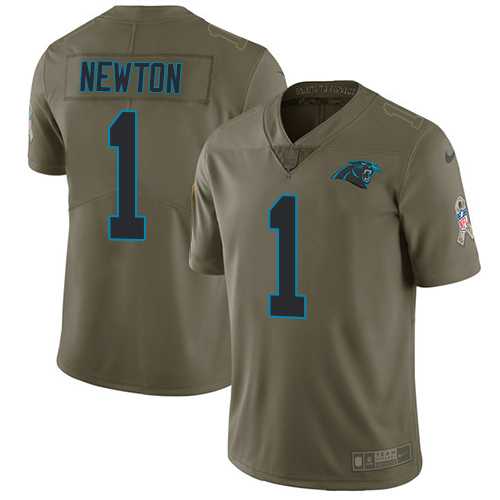 Nike Carolina Panthers #1 Cam Newton Olive Men's Stitched NFL Limited 2017 Salute To Service Jersey
