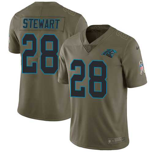 Nike Carolina Panthers #28 Jonathan Stewart Olive Men's Stitched NFL Limited 2017 Salute To Service Jersey