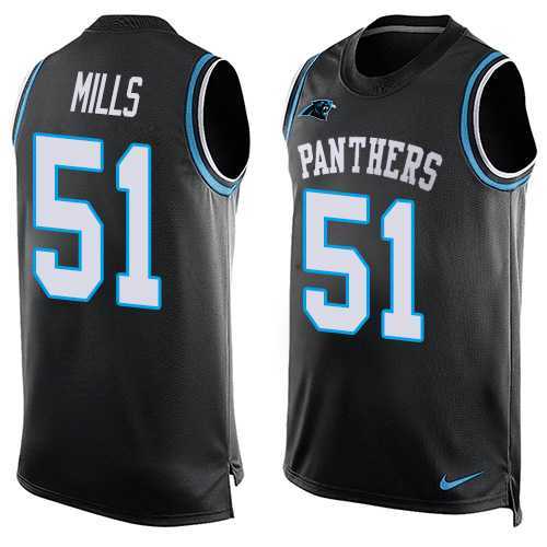 Nike Carolina Panthers #51 Sam Mills Black Team Color Men's Stitched NFL Limited Tank Top Jersey