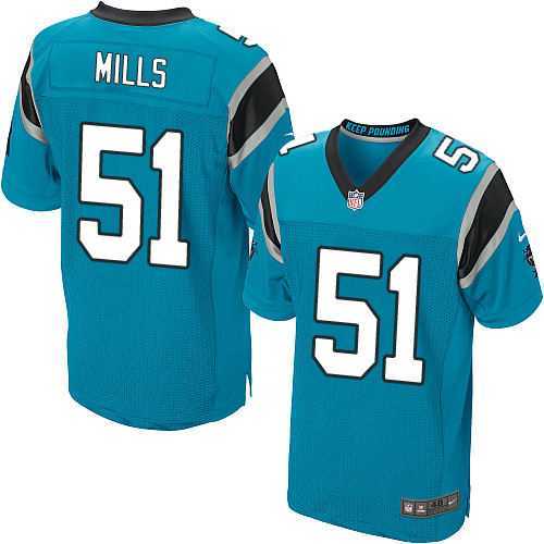 Nike Carolina Panthers #51 Sam Mills Blue Alternate Men's Stitched NFL Elite Jersey