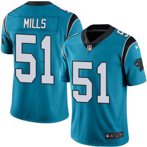 Nike Carolina Panthers #51 Sam Mills Blue Men's Stitched NFL Limited Rush Jersey