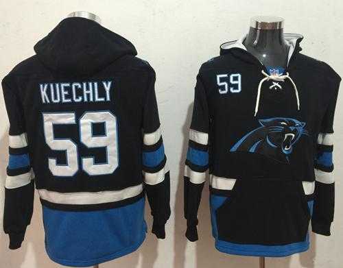 Nike Carolina Panthers #59 Luke Kuechly Black Blue Name & Number Pullover NFL Hoodie