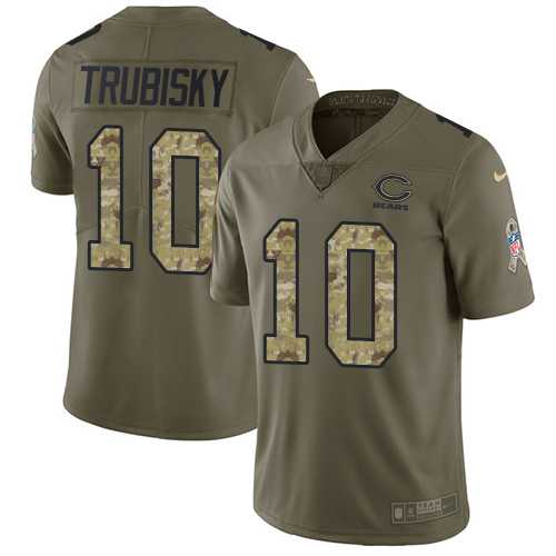 Nike Chicago Bears #10 Mitchell Trubisky Olive Camo Men's Stitched NFL Limited 2017 Salute To Service Jersey