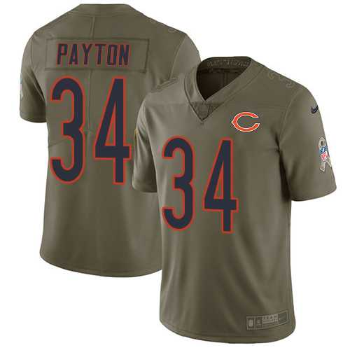 Nike Chicago Bears #34 Walter Payton Olive Men's Stitched NFL Limited 2017 Salute To Service Jersey
