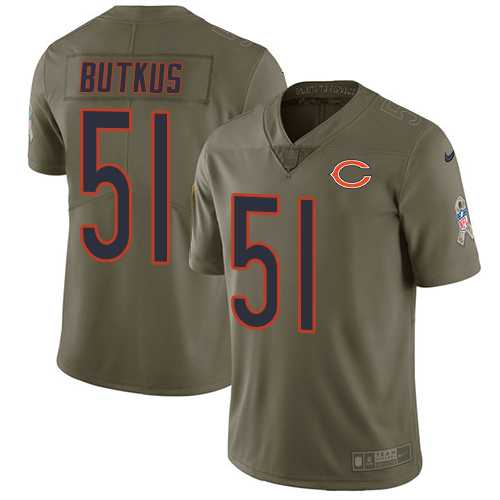 Nike Chicago Bears #51 Dick Butkus Olive Men's Stitched NFL Limited 2017 Salute To Service Jersey