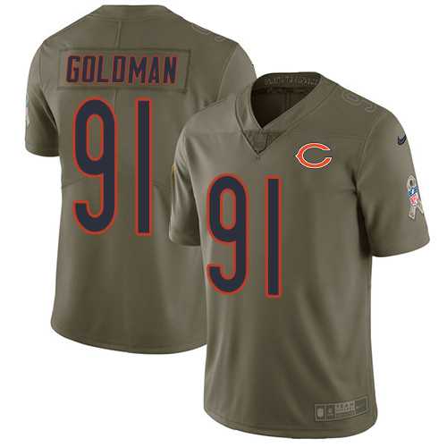 Nike Chicago Bears #91 Eddie Goldman Olive Men's Stitched NFL Limited 2017 Salute To Service Jersey