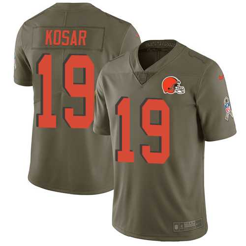 Nike Cleveland Browns #19 Bernie Kosar Olive Men's Stitched NFL Limited 2017 Salute To Service Jersey