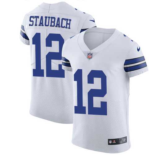Nike Dallas Cowboys #12 Roger Staubach White Men's Stitched NFL Vapor Untouchable Elite Jersey