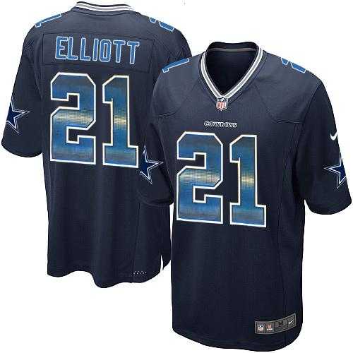 Nike Dallas Cowboys #21 Ezekiel Elliott Navy Blue Team Color Men's Stitched NFL Limited Strobe Jersey