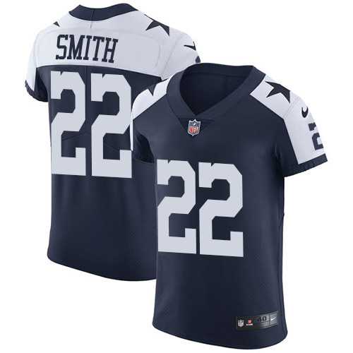 Nike Dallas Cowboys #22 Emmitt Smith Navy Blue Thanksgiving Men's Stitched NFL Vapor Untouchable Throwback Elite Jersey