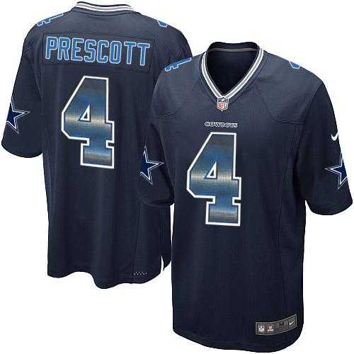 Nike Dallas Cowboys #4 Dak Prescott Navy Blue Team Color Men's Stitched NFL Limited Strobe Jersey
