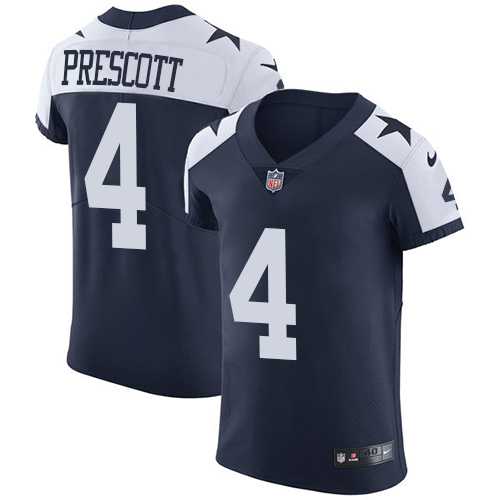 Nike Dallas Cowboys #4 Dak Prescott Navy Blue Thanksgiving Men's Stitched NFL Vapor Untouchable Throwback Elite Jersey