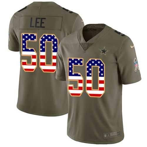 Nike Dallas Cowboys #50 Sean Lee Olive USA Flag Men's Stitched NFL Limited 2017 Salute To Service Jersey
