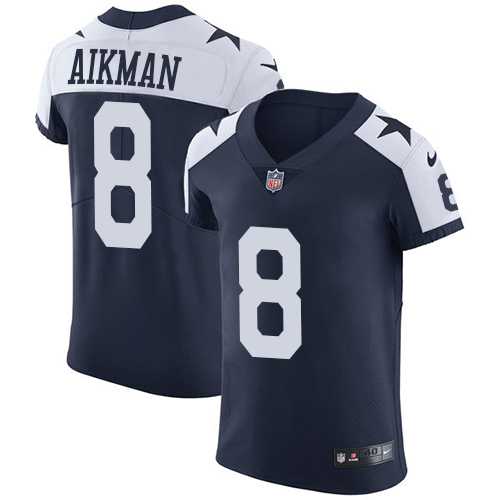 Nike Dallas Cowboys #8 Troy Aikman Navy Blue Thanksgiving Men's Stitched NFL Vapor Untouchable Throwback Elite Jersey