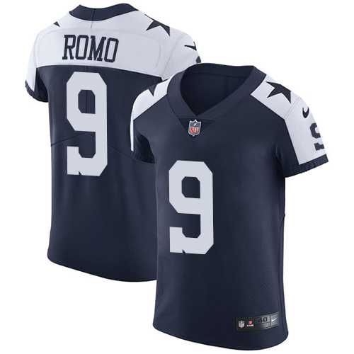 Nike Dallas Cowboys #9 Tony Romo Navy Blue Thanksgiving Men's Stitched NFL Vapor Untouchable Throwback Elite Jersey