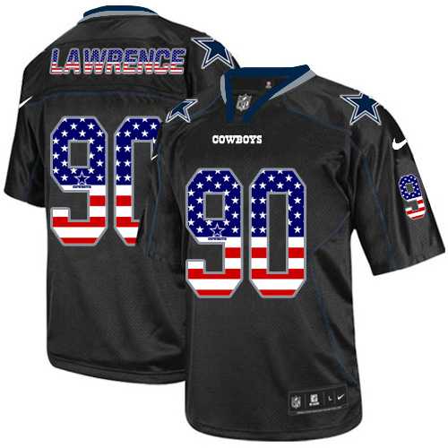Nike Dallas Cowboys #90 Demarcus Lawrence Black Men's Stitched NFL Elite USA Flag Fashion Jersey