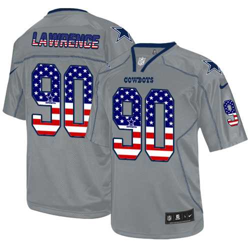 Nike Dallas Cowboys #90 Demarcus Lawrence Grey Men's Stitched NFL Elite USA Flag Fashion Jersey