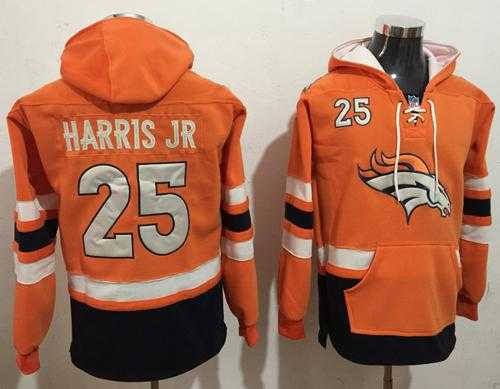 Nike Denver Broncos #25 Chris Harris Jr Orange Navy Blue Name & Number Pullover NFL Hoodie