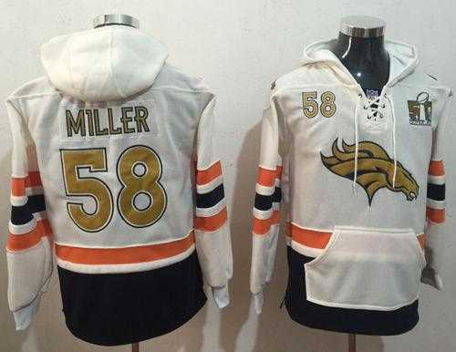 Nike Denver Broncos #58 Von Miller White(Gold No.) Name & Number Pullover NFL Hoodie