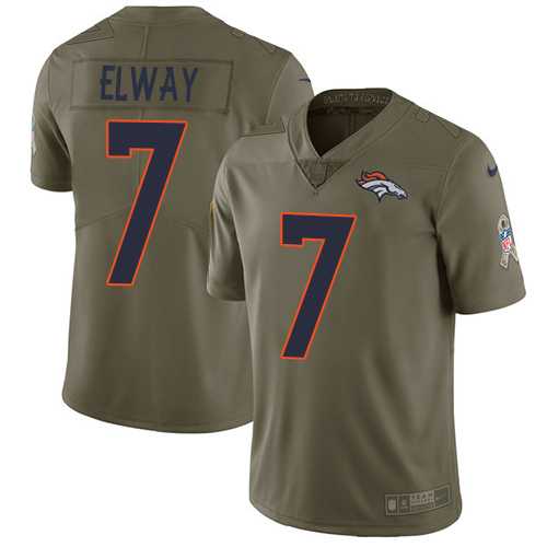 Nike Denver Broncos #7 John Elway Olive Men's Stitched NFL Limited 2017 Salute to Service Jersey