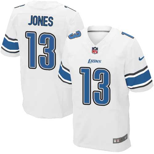 Nike Detroit Lions #13 T.J. Jones White Men's Stitched NFL Elite Jersey