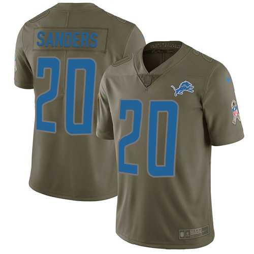 Nike Detroit Lions #20 Barry Sanders Olive Men's Stitched NFL Limited 2017 Salute to Service Jersey