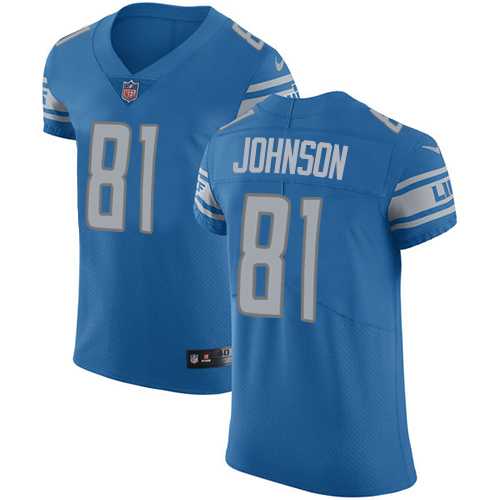 Nike Detroit Lions #81 Calvin Johnson Blue Team Color Men's Stitched NFL Vapor Untouchable Elite Jersey